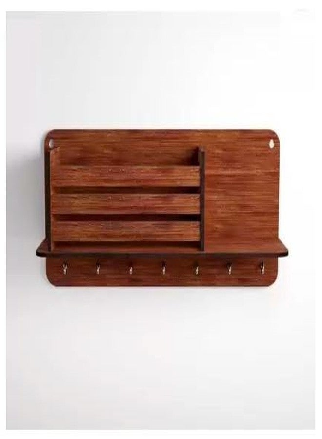 HomeEcho منظم مفاتيح جداري من هوم إيكو، رف مفاتيح معلق على باب خزانة المطبخ مع خطافات وحلقات مفاتيح، بني (جوزي) - Image 3